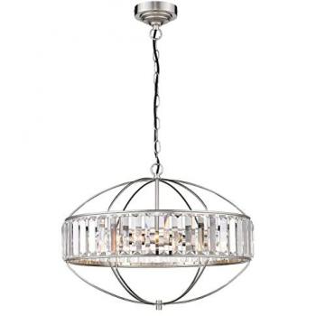 Chic Satin Nickel Crystal Pendant Ceiling Light