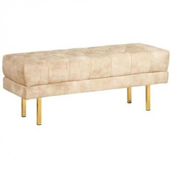 Roseville Glam Bench Stool with Gold Metal Legs