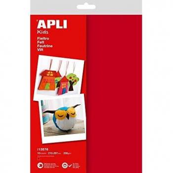 APLI 10 feuilles de feutrine rouge