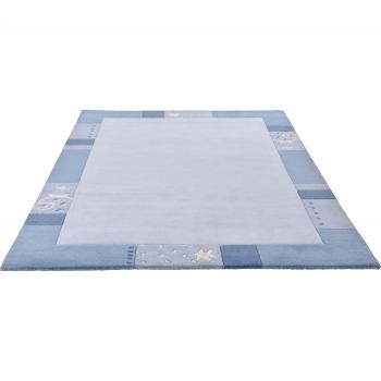 Handmade Theko Royal Ganges Blue Carpet – 70×140 cm