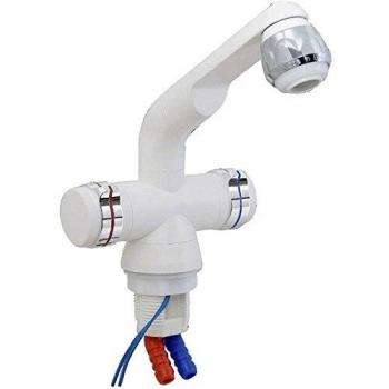 Barwig 4100-235 Zweigriff-Mischarmatur mit Schlauchanschluss 10 mm in Weiß und Chrom