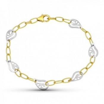 Pulsera de oro 18k bicolor con diseño de eslabones grandes