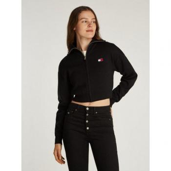 Tommy Jeans „TJW CRP Badge Zip‑Thru“ – Cropped‑Cardigan Damen, 90 % Baumwolle
