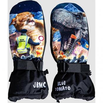 Cat and Dinosaur Combat Mittens