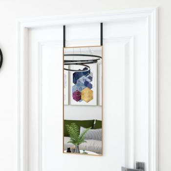 VidaXL Door Mirror Gold 11.8x31.5 Glass and Aluminum