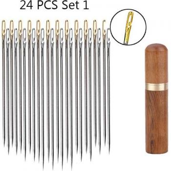 12/24 Pcs Stainless Steel Side Hole Needles for Hand Sewing