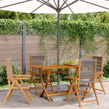 Vidaxl Set of 4 Reclining Garden Chairs Grey Acacia Wood