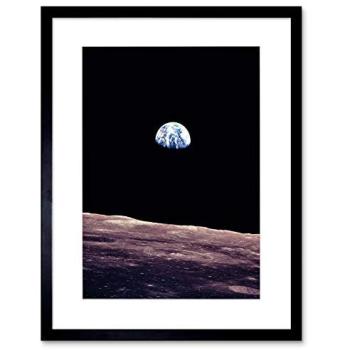 Spaceview Masterpiece: Earth and Moon Surface, 12x16 Framed Artwork