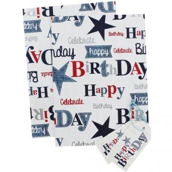 Eurowrap Festive Birthday Gift Wrap Pack