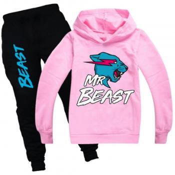 Chándal para Niños y Niñas Mr Beast Gato Rayo Rosa 9-10 Años