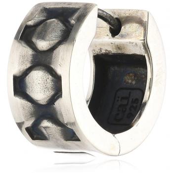 Cai Men Creole 925 Sterling Silber rhodiniert mattiert oxidiert 15,3mm lang