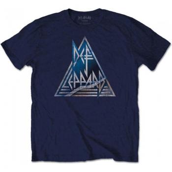 Def Leppard Unisex XL T‑shirt met Driehoekig Merk, Marineblauw