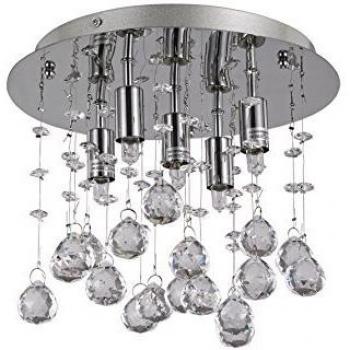 Plafoniera Contemporanea Moonlight Metallo-Cristallo Cromo 5 Luci G9 3W 3000K