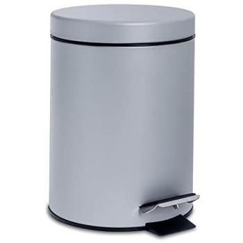 Stainless Steel 3L Grey Round Pedal Bin for Bathroom Waste