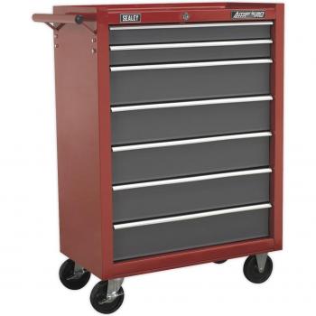 American Pro 7 Drawer Rolling Tool Cabinet in Red and Grey by Sealey