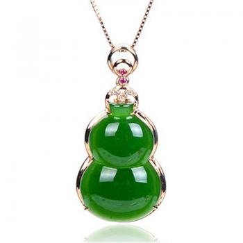 Amuleto de Calabaza en Jade Natural, Plata 925