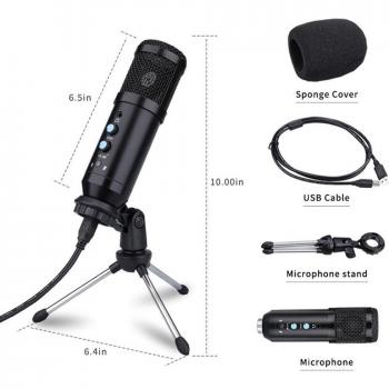BM800 USB Podcast Microphone with Ear-back Monitor