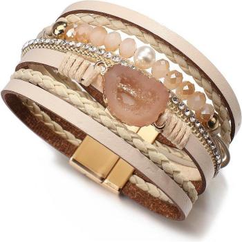 ALLYES Rhinestone and Pearl Leather Wrap Bracelet for Women
