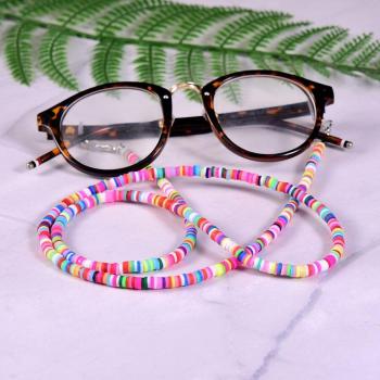 Chaîne de lunettes de soleil multicolore en argile polymère pour femmes, 72cm, 4MM