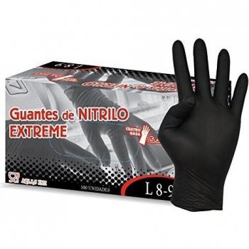 Guantes desechables de nitrilo negro Extreme 100 unidades