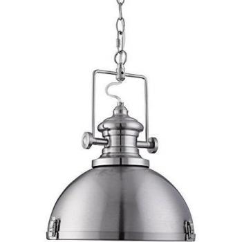 1 Light Satin Silver Industrial Pendant with Acrylic Diffuser