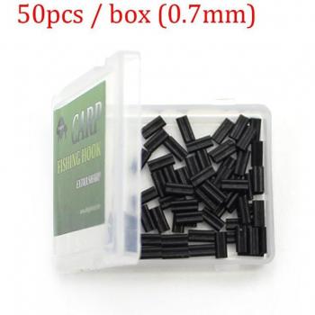 Lot de 50 pinces KRIMPS pour pêche à la carpe, revêtement rigide, Mono Leader, 0.7mm