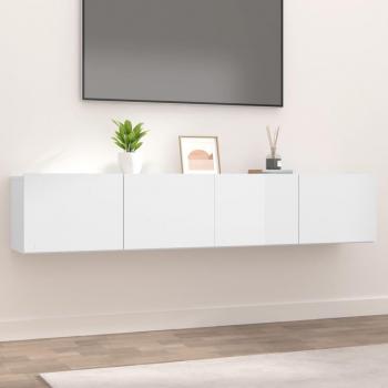 Meuble TV 2 pcs Bois d'ingénierie 80x30x30 cm Blanc