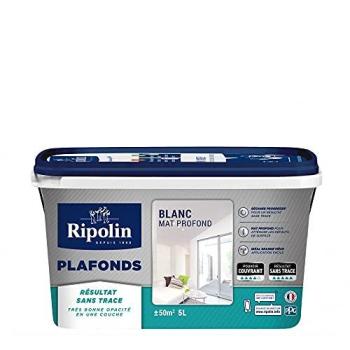 Peinture plafond blanc mat sans trace – 5 L (Ripolin)
