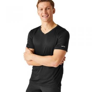 Regatta Fingal Sport T-Shirt V-Neck Herren Schwarz