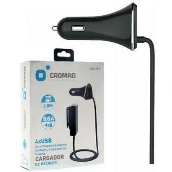 Cargador de Mechero CROMAD 9.6A 4 USB Negro