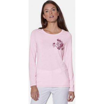 MADELEINE Langarm-Tee mit Stickerei in Rosa