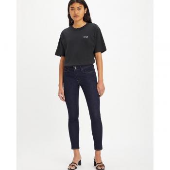Skinny Jean Levi's 711 Taille Haute avec Boutons Doublés, Bleu Foncé, Coton