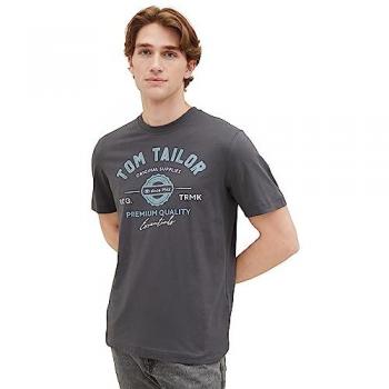 Camiseta Tom Tailor de Hombre con Estampado Frontal en Azul Marino