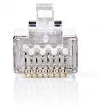 RJ45 Plug Male Solid STP Cat5 Straight Gold Plated 10 Pcs PVC Transparent Boite