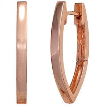 Jobo Damen Creolen oval spitz 925 Sterling Silber rotgold vergoldet