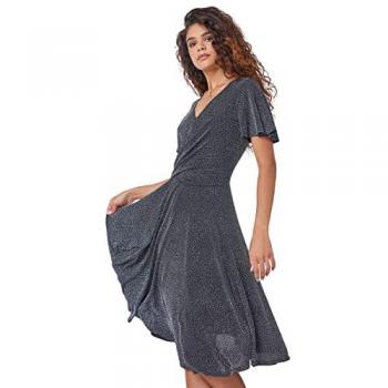 Roman Women's Silver Stretch Skater Dress
