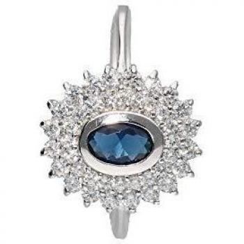 Silber 925 Ring mit dunkelblauem Kristallstein