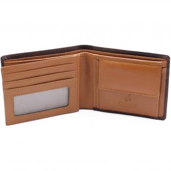 STARHIDE Men's RFID Blocking Trifold Genuine Leather Coin Pocket Wallet 1216