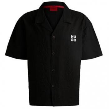 HUGO Casual Hemd mit Struktur 'CHAFFLE', Schwarz, S
