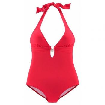 S.Oliver Tonia Swimwear – mit abnehmbaren Cups, Nackenband, Rückenschnalle (Rote Variante)
