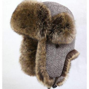 Gorro de invierno impermeable de piel de lana para hombre