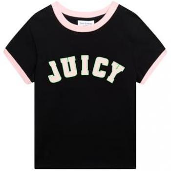 Juicy Couture Ringer T-Shirt im College-Stil Schwarz