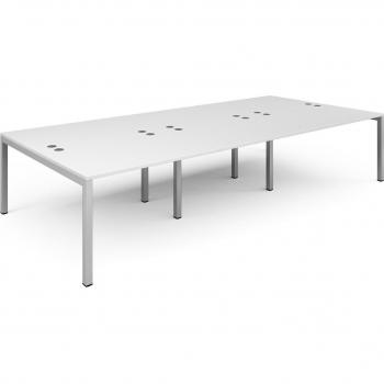 Connex Silver and White Triple Back-to-Back Desk (3600mm x 1600mm)