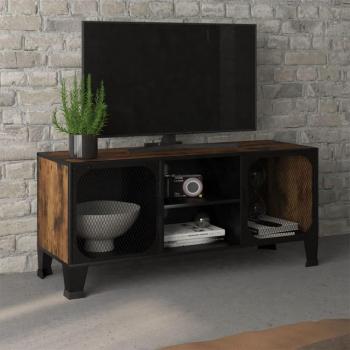 Rustic Brown Metal and MDF TV Cabinet 105x36x47 cm