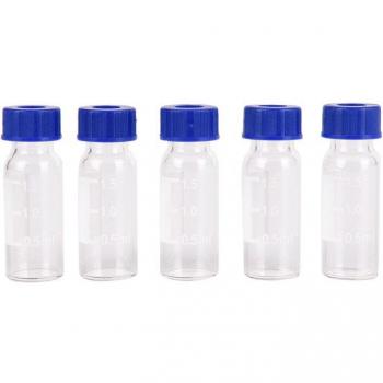 Ensemble de 5 flacons en verre avec bouchon bleu