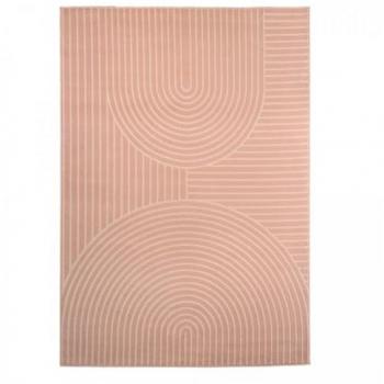 Tapis salon tissé géométrique doux et soyeux rose 160x225 OEKO-TEX®
