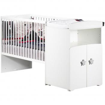 Lit bébé combiné New Basic de Baby Price, gris, mesure 60x120 cm et devient 90x190 cm