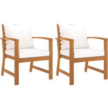 VidaXL Conjunto de Cadeiras de Jardim 2 pcs com Almofadas em Creme