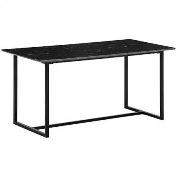 Wohnling Esszimmertisch – 160 × 80 × 76 cm, schwarze Marmortischplatte