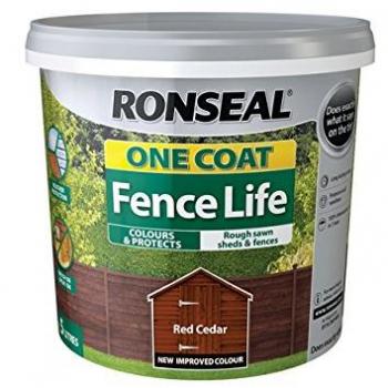 Ronseal One Coat Fence Life Protects Garden Shed Paint Showerproof 5L Red Cedar